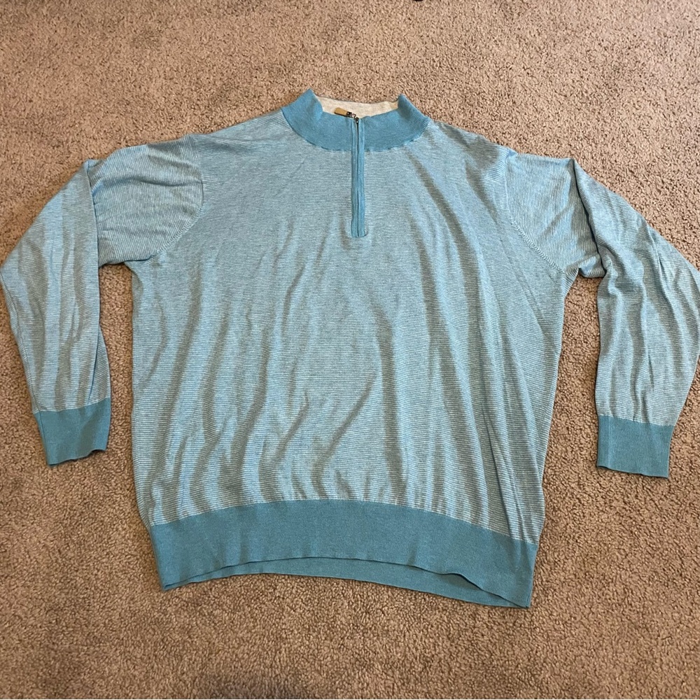 Peter Millar Stripped Quarter Zip Pullover Men’s Size XL